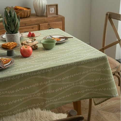 Calefee Tischdecke Rechteckig 140x200cm, Tischdecke Modern Baumwolle und Leinen mit Blumenmuster Tischdecke Abwaschbar Fleckschutz von Calefee