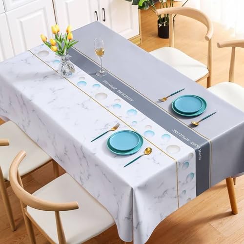 Calefee Tischtücher Rechteckig 120x170cm, Tischdecke Kunststoff PVC mit Marmormuster Tischdecke Fleckschutz Abwaschbar von Calefee