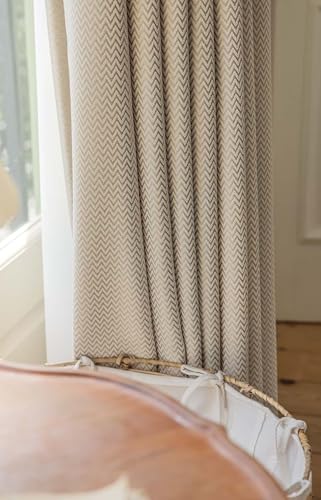 Calefee Vorhänge Fenster Blickdicht 137 x 229, Vorhang Schlafzimmer Verdunkelung 2er Set mit Ösen Khaki Uni Wellen Jacquard Optik, Polyester von Calefee