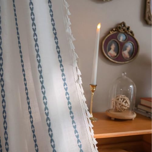 Calefee Vorhang Wohnzimmer Blickdicht, Fenstervorhänge Schlafzimmer 2er Set Baumwolle Leinenoptik mit Grau Gestickten Streifen, Stangendurchzug, 132x91cm Calefee Vorhang Wohnzimmer Blickdicht, Fenstervorhänge Schlafzimmer 2er Set Baumwolle Leinenoptik mit Grau Gestickten Streifen, Stangendurchzug, 132x91cm von Calefee
