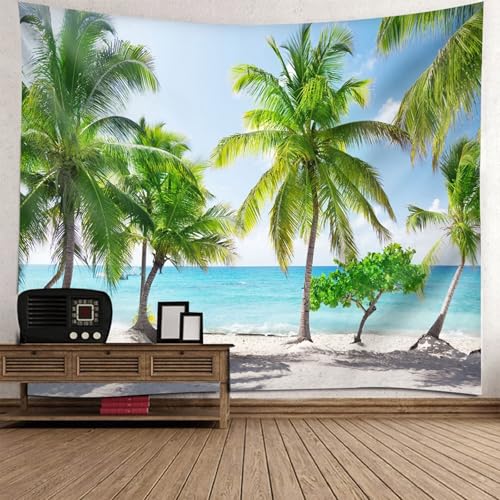 Calefee Wandbehang 240x220, Wandteppich Polyester für Wohnzimmer, Tapisserie Naturlandschaft Meer, Palmen Calefee Wandbehang 240x220, Wandteppich Polyester für Wohnzimmer, Tapisserie Naturlandschaft Meer, Palmen von Calefee