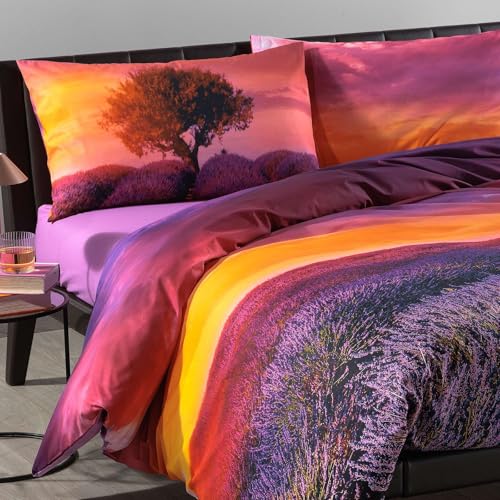Caleffi Bettbezug Lavender Sunset Doppelbett Caleffi Kollektion Carmassi Marco (1 Sack 255 x 200 + Klappe + 2 Kissenbezüge cm.50 x 80 + 1 Spannbettlaken uni cm.180 x 20 von Caleffi