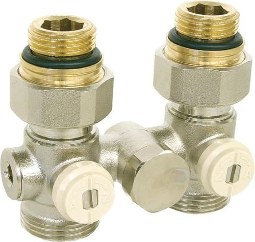 CALEFFI Einrohr Hahnblock 1/2 x 3/4" Zoll Durchgang Doppelkugelhahn Heizkörper Anschluß Heizung Nr. 301241 von Caleffi