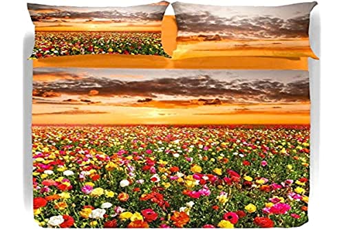 Caleffi - Bettlaken-Tagesdecke Flowering Fields Fotografische Doppelbett von Caleffi