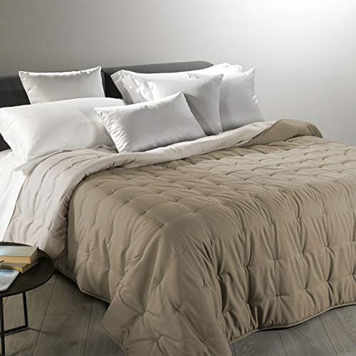 Caleffi 12751, Mikrofaser Mia Calduccia Übergangsdecke für französisches Bett, Taupe von Caleffi