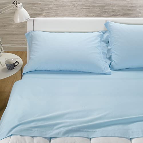 Caleffi 19167 Flanell-Bettwäsche, einfarbig, Himmelblau von Caleffi