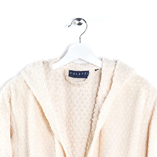 Caleffi Unisex - Erwachsene Bademantel mit Kapuze, Regular, Baumwolle, Elfenbein, XL von Caleffi