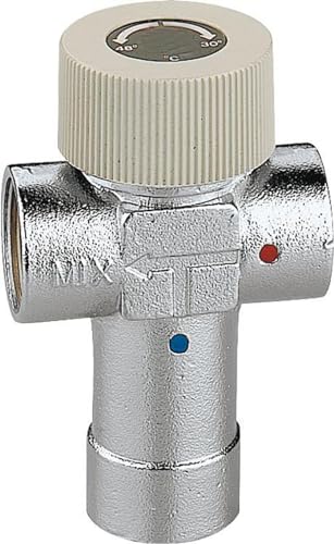 Caleffi 520430 Thermomischer Einstellbar 1/2 Zoll 30 - 48 °C Messing-Gehäuse, Verchromt von Caleffi