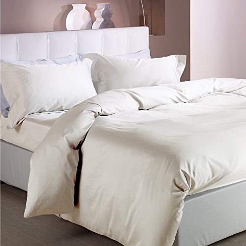 Caleffi Satin Bettbezug-Set, baumwollsatin, cremeweiß, 160 x 190 cm von Caleffi