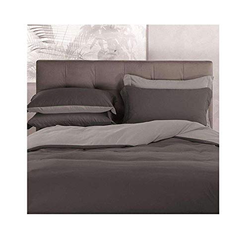 Caleffi - Modernes Bettwäsche-Set, einfarbig, französisches Bett, Bordeaux von Caleffi