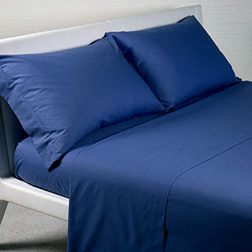 Caleffi - Bettwäsche-Set aus Baumwolle, einfarbig, Einzelbett, Blau von Caleffi