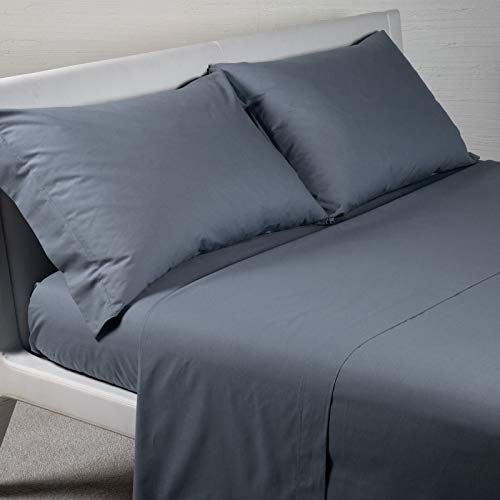 Caleffi - Bettwäsche-Set aus Baumwolle, einfarbig, für französisches Bett, Grau von Caleffi