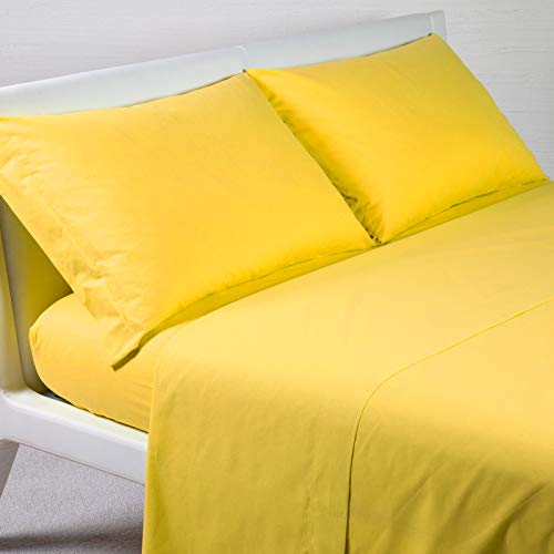 Caleffi Baumwolle, einfarbig, Bettwäsche, Sonnengelb, Doppelbett von Caleffi