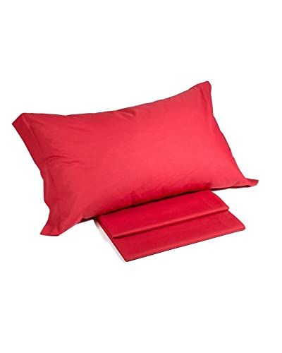 Caleffi - Bettwäsche-Set aus Baumwolle, einfarbig, Einzelbett, Rot von Caleffi