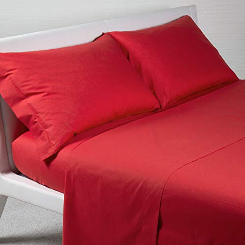 Caleffi Baumwolle einfarbig Bettwäsche-Set, rot, UNA Piazza e Mezza von Caleffi