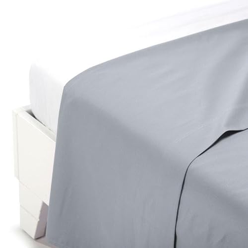 Caleffi - Bettlaken Baumwolle einfarbig 100% Baumwolle Einfarbig Einzelbett Silber von Caleffi