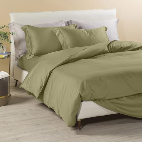 Caleffi Bettbezug für Doppelbett Satin Green aus Baumwollsatin - 74377 von Caleffi