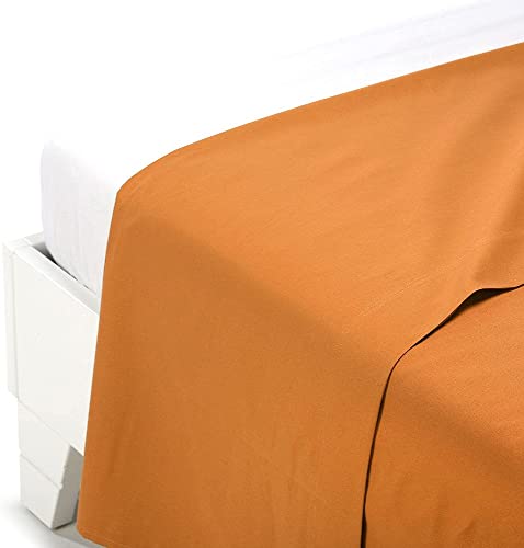 Caleffi - Bettlaken aus Baumwolle, einfarbig, 100 % Baumwolle, einfarbig, für französisches Bett, orange von Caleffi