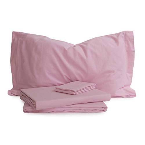 Caleffi - Bettwäsche einfarbig Flanell einfarbig für Einzelbett Rosa von Caleffi