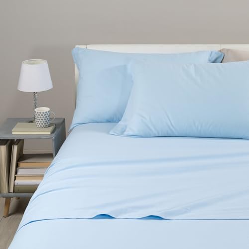 Caleffi - Bettwäsche-Set, einfarbig, Flanell, für Doppelbett, Himmelblau von Caleffi