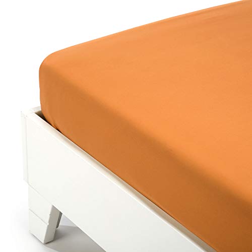 Caleffi - Bettlaken aus Baumwolle, einfarbig, für französisches Bett, Orange von Caleffi