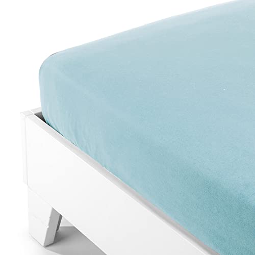 Caleffi - Uni-farbiges Bettlaken | italienisches Design seit 1962 | hochwertiges Flanell | geeignet für Einzelbett, Aqua, Einzelbettgröße, Material Flanell von Caleffi