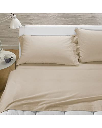 Caleffi - Einfarbiges Bettwäsche-Set | italienisches Design seit 1962, Komfort und Haltbarkeit | geeignet für Einzelbett, Sand, Einzelbett, Flanell von Caleffi