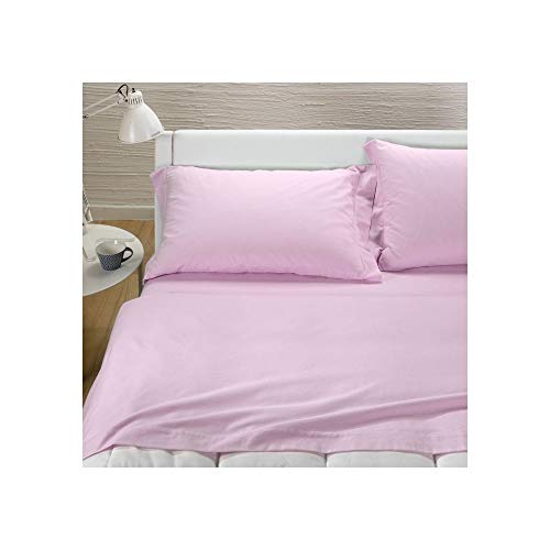 Caleffi - Unteres Bettlaken einfarbig Flanell | Komfort für besseren Schlaf | Italienisches Design seit 1962 | Geeignet für französisches Bett, Rosa, Flanell, 20186 von Caleffi