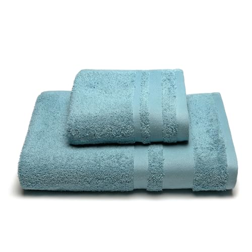 Caleffi - 2-teiliges Handtuchset 100% Baumwolle Frottee – 1 Handtuch 50x100 cm + 1 Gästetuch 40x60 cm, Weich & Saugfähig von Caleffi
