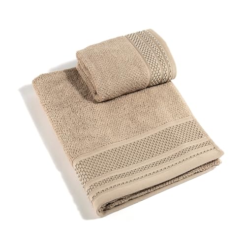 Caleffi - 2-teiliges Handtuchset 100% Baumwolle Frottee – 1 Handtuch 50x100 cm + 1 Gästetuch 40x60 cm, Weich & Saugfähig Caleffi - 2-teiliges Handtuchset 100% Baumwolle Frottee – 1 Handtuch 50x100 cm + 1 Gästetuch 40x60 cm, Weich & Saugfähig von Caleffi