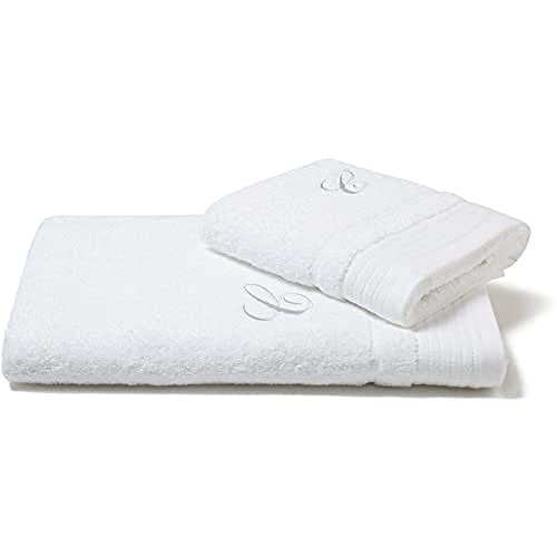 Caleffi Handtuch mit Gästehandtuch aus Baumwolle, weiß Bestickt, 68212 von Caleffi