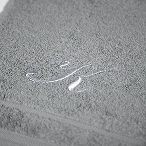 Caleffi Handtuch mit Gästehandtuch aus Baumwolle Bestickt grau - 71643 von Caleffi