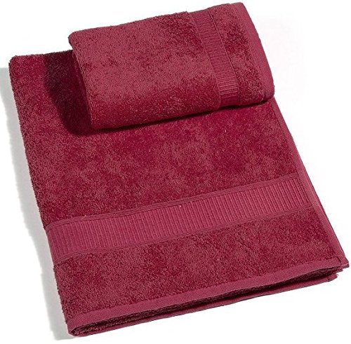 Caleffi Handtuch mit Gästehandtuch aus Baumwolle Ozean Bordeaux - 61901 von Caleffi
