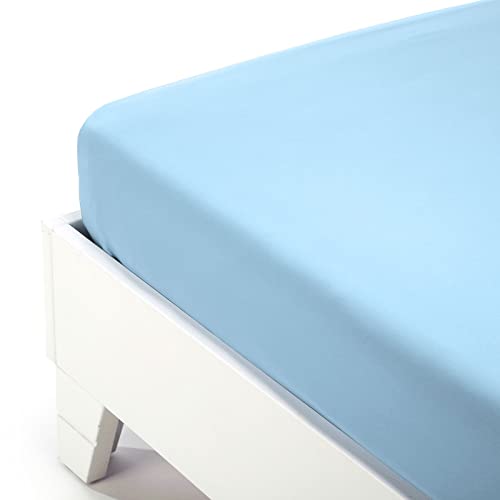 Caleffi Maxi Bettlaken aus Baumwolle, hellblau, französisches Bett, 51357 von Caleffi