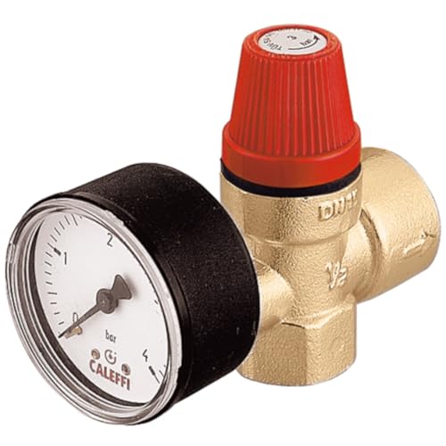 Caleffi Sicherheitsventil 1/2 Zoll F x 3/4 Zoll F 3 Bar für Heizung mit Manometer 532143 von Caleffi