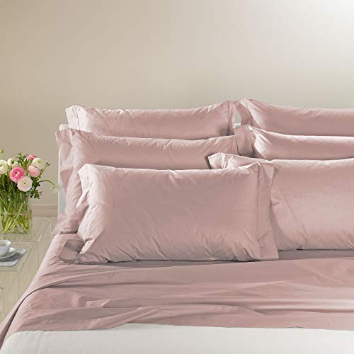 Caleffi - Perkal Bettwäsche-Set für Doppelbett, 100% italienisches Design, Heimtextilien seit 1962, hochwertiger Perkal-Stoff, Rosa, Doppelbett, Perkal von Caleffi