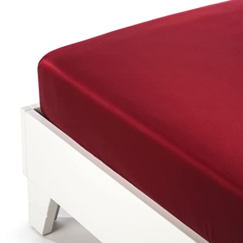 Caleffi Satin Bettlaken aus Baumwollsatin, Bordeaux, Doppelbett, 63106 von Caleffi