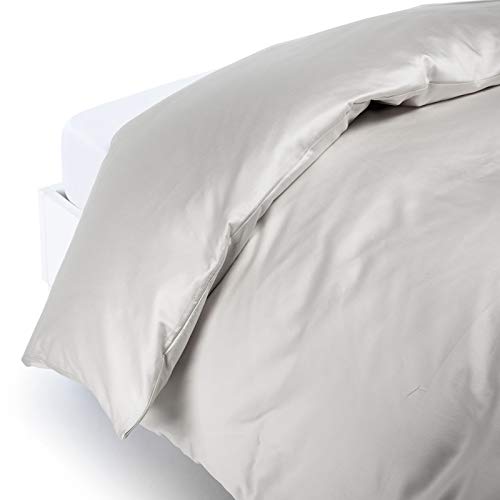 Caleffi - Bettbezug aus Satin, 100% Baumwolle, einfarbig, für Doppelbett, silberfarben von Caleffi