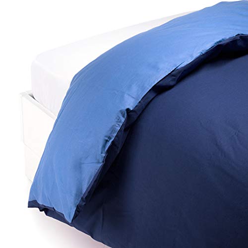 Caleffi - Bettbezug-Set aus Baumwolle, einfarbig, für französisches Bett und halb Blau von Caleffi
