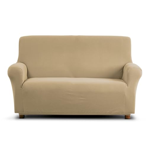 Caleffi - Sofabezug für 2-Sitzer, elastisch, aus zertifizierter Baumwolle mit Armlehnen, für Sofas mit Einer Höhe von bis zu 180 cm, Sofaüberwurf passt Sich der Form der Sofas an, abnehmbar und von Caleffi