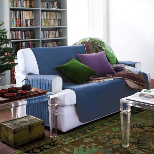 Caleffi - Sofabezug für 2-Sitzer mit Armlehnen, gepolstert, gesteppt aus Mikrofaser und hypoallergenem Polyester, für Sitzsofas 120 cm, weich, leicht, Sofaüberwurf waschbar, hergestellt in Italien von Caleffi