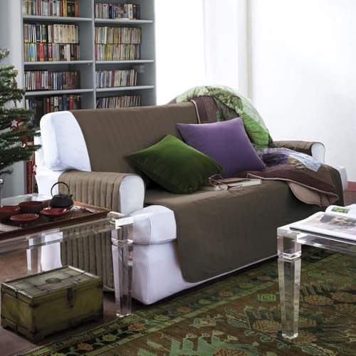 Caleffi - Sofabezug für 2-Sitzer mit Armlehnen, gepolstert, gesteppt aus Mikrofaser und hypoallergenem Polyester, für Sitzsofas 120 cm, weich, leicht, Sofaüberwurf waschbar, hergestellt in Italien von Caleffi