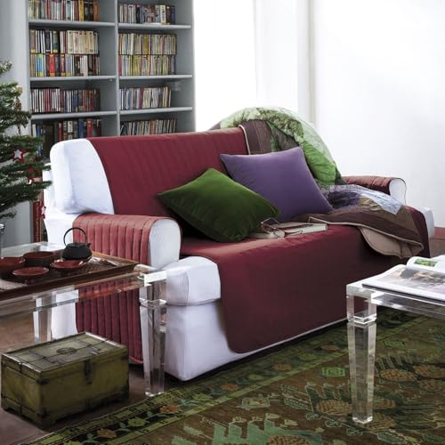 Caleffi - Sofabezug für 2-Sitzer mit Armlehnen, gepolstert, gesteppt aus Mikrofaser und hypoallergenem Polyester, für Sitzsofas 120 cm, weich, leicht, Sofaüberwurf waschbar, hergestellt in Italien von Caleffi