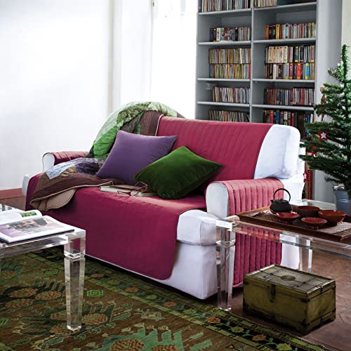 Caleffi Sofaüberwurf für 2-Sitzer, zweifarbig, Bordeaux, aus Baumwolle, 78212 von Caleffi