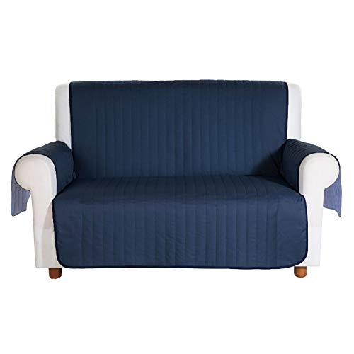 Caleffi Sofaüberwurf für 2-Sitzer, zweifarbig, blau, aus Baumwolle, 78213 von Caleffi