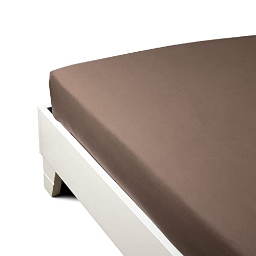 Caleffi - Spannbettlaken aus Perkal für Doppelbett | 100% italienisches Design | Komfort und Haltbarkeit | seit 1962, Mokka, Doppelbett, Perkal von Caleffi