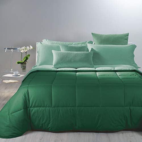 Caleffi Steppdecke Französisches Bett Bicolor aus Baumwolle Grün Einfarbig von Caleffi