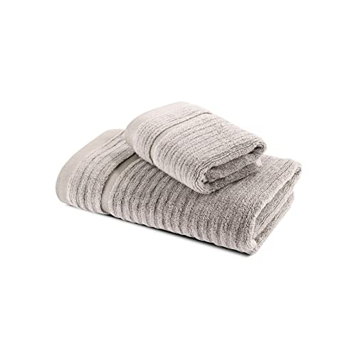 Caleffi Stripe Handtuch mit Gästehandtuch, Baumwolle, Natur, Standard, 73858 von Caleffi