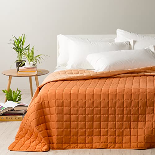 Caleffi - Tagesdecke, gesteppt, modern, einfarbig, Einzelbett, Orange von Caleffi