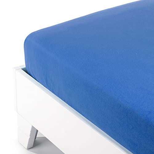 Caleffi Uni Flanell-Bettlaken, Blau, Doppelbett von Caleffi